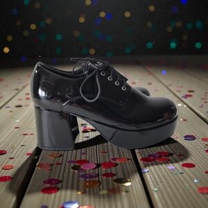 1031 by Ellie Shiny men's size 8/9 Black Patent Leather Lace-Up dress shoes.